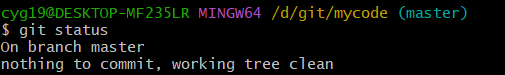 已经提交了一个readme.txt文件了，我们下面可以通过命令git status来查看是否还有文件未提交