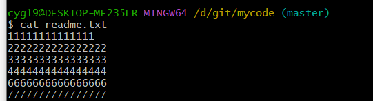 通过git命令cat readme.txt查看